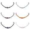 Natural Green Aventurine & Rose Quartz & Larvikite & Lapis Lazuli & Amethyst & Carnelian Round Graduated Beaded Necklaces NJEW-JN05654-2