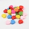 Mixed Color Heart Natural Wood Beads Nice for Children's Day Jewelry Making X-TB109Y-3