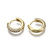 Brass Micro Pave Cubic Zirconia Huggie Hoop Earrings LS-EJEW-R144-004E-NF-3