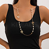 Flower Alloy & Plastic Imitation Pearl White Round Beads Handmade Link Chain Long Necklaces for Women FS-WG575FB-04-1