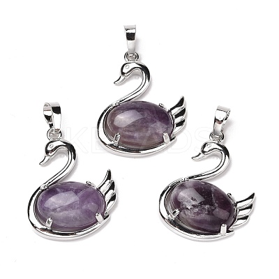 Natural Amethyst Pendants G-M385-04P-E-1