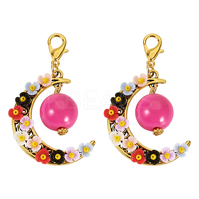2Pcs Acrylic & Resin Imitation Pearl & Alloy Pendant Decorations HJEW-TAC0115-1