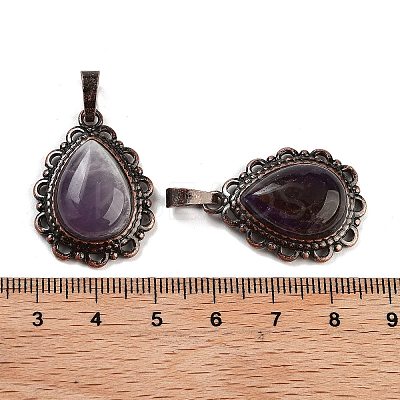 Natural Amethyst Teardrop Pendants G-K363-01R-05-1