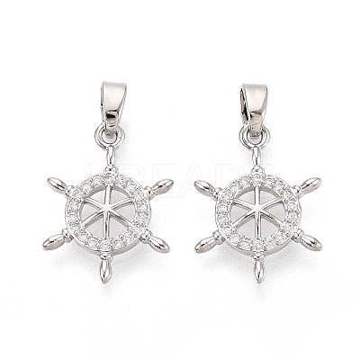 Brass Micro Pave Clear Cubic Zirconia Pendants KK-N259-01P-1