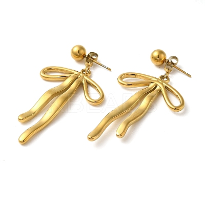 304 Stainless Steel Bowknot Stud Earrings EJEW-K290-02G-1