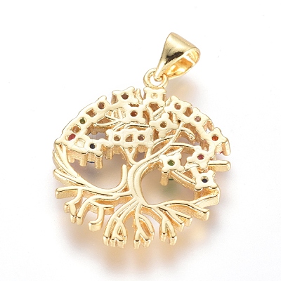 Brass Micro Pave Cubic Zirconia Pendants KK-I657-25G-1