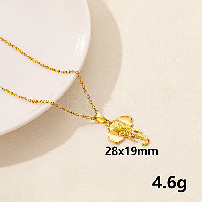 Stainless Steel Insect Elephant Pendant Necklace Unisex Jewelry TG2584-2-1