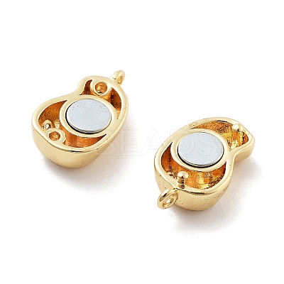 Brass Micro Pave Clear Cubic Zirconia Magnetic Clasps KK-C066-03G-1