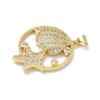 Brass Micro Pave Cubic Zirconia Pendants KK-P330-07D-G-1