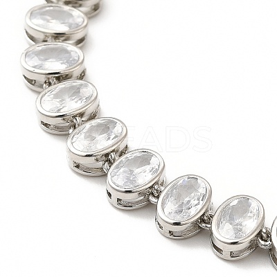 Clear Cubic Zirconia Oval Link Chain Necklace NJEW-E074-02P-1