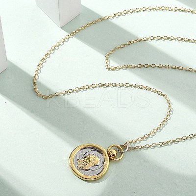 Brass Twelve Constellations Tarot Pendant Necklaces LS-NJEW-Q006-01H-G-1