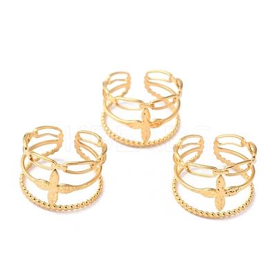 Ion Plating(IP) 304 Stainless Steel Finger Rings RJEW-L102-22G-1