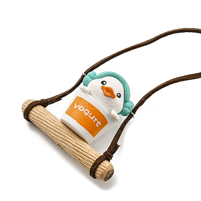 Cute Plastic Swinging Bathtub Duck Pendant Decorations HJEW-A009-01A-1