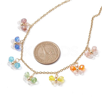Bohemian Style Stainless Steel Glass Pendant Necklaces for Women NJEW-JN04655-1