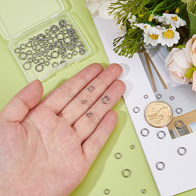 100Pcs 4 Styles 304 Stainless Steel Linking Rings STAS-DC0017-19-1