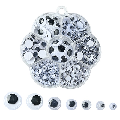 400Pcs 7 Styles Black & White Wiggle Googly Eyes Cabochons DIY Scrapbooking Crafts Toy Accessories KY-YW0001-66-1