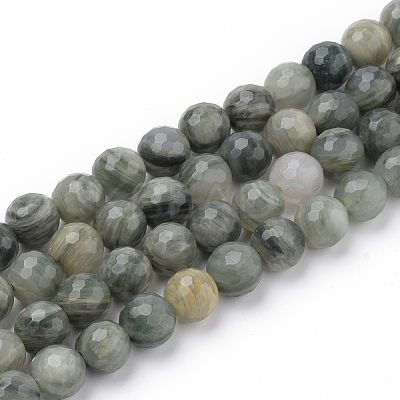 Natural Green Line Jasper Beads Strands G-Q462-102-6mm-1