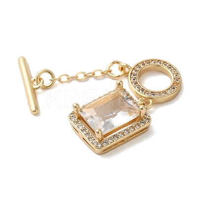 Brass Micro Pave Clear Cubic Zirconia Toggle Clasps LS-KK-N254-87G-1