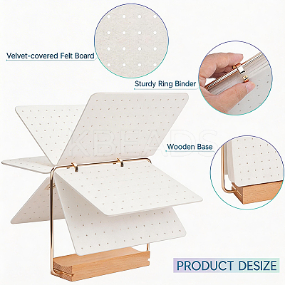 Felt with Iron Desktop Brooch Organizer Stands with Wooden Base ODIS-SC0001-12-1