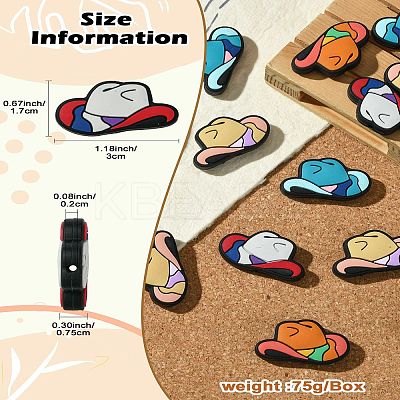 20Pcs 4 Colors Cowboy Hat Food Grade Eco-Friendly Silicone Focal Beads SIL-CJ0002-10-1