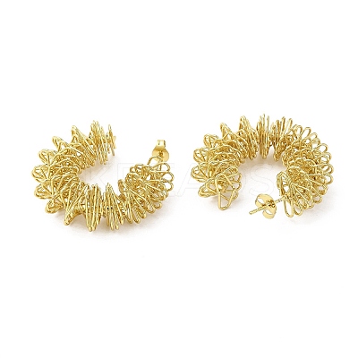 PVD Vacuum Plating 201 Stainless Steel C-shape Stud Earrings with 304 Stainless Steel Pins EJEW-A098-06G-1