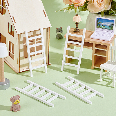 Wooden Ladder Miniature Ornaments AJEW-WH0270-937-1