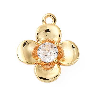 Brass Pave Clear Cubic Zirconia Charms KK-V016-20G-1
