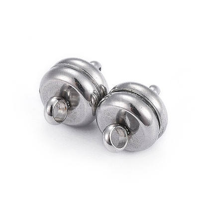 Tarnish Resistant 202 Stainless Steel Magnetic Clasps with Loops LS-STAS-P206-03P-B-1