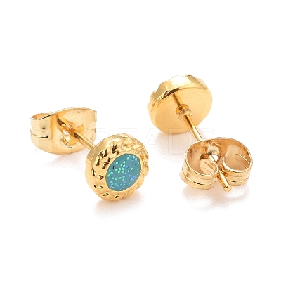 304 Stainless Steel Enamel with Glitter Stud Earrings EJEW-B009-25G-1