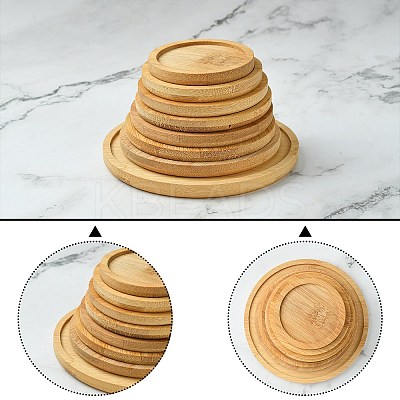 8Pcs 8 Styles Bamboo Round Plant Saucer AJEW-CJ0001-29-1