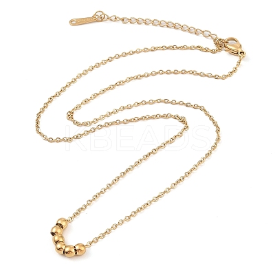 304 Stainless Steel Cable Chain Round Beads Pendant Necklaces for Women NJEW-Z047-02G-1