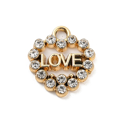UV Plating Alloy Rhinestone Pendants PALLOY-D026-16G-1