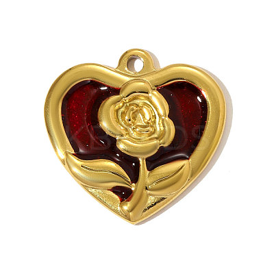 304 Stainless Steel Enamel Pendants STAS-OY005-28G-1