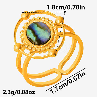 304 Stainless Steel with Natural Shell Cuff Open Rings for Women SL7571-4-1
