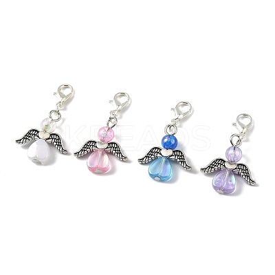 32Pcs 4 Colors Angel Transparent Acrylic with Alloy Pendant Decorations HJEW-FS00040-01-1