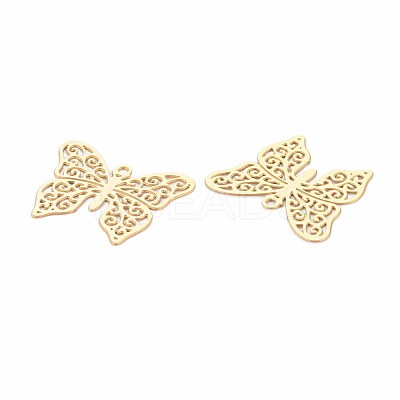Rack Plating 201 Stainless Steel Filigree Pendants STAS-T057-32G-1
