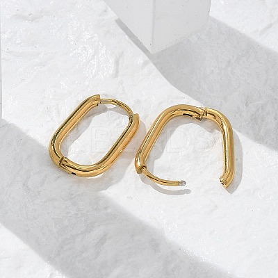 Ion Plating(IP) 304 Stainless Steel Oval Hoop Earrings X-EJEW-M218-02A-G-1
