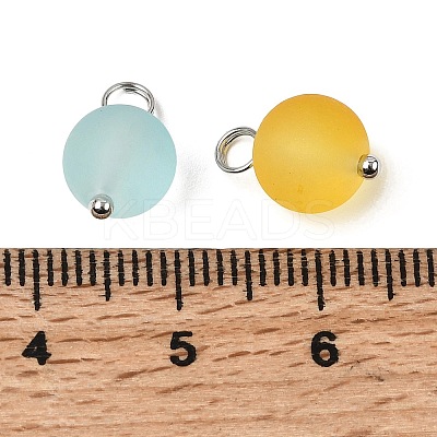 160Pcs Frosted Transparent Glass Charms PALLOY-ME00024-1