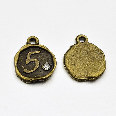 Antique Bronze Plated Alloy Rhinestone Charms ALRI-J153-05-NF-1