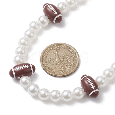Plastic Imitation Pearl with Acrylic Sports Ball Beaded Necklaces for Women NJEW-JN04660-1