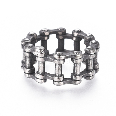 Steampunk Style 304 Stainless Steel Wide Band Rings RJEW-D073-01-AS-1