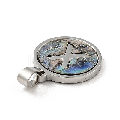 304 Stainless Steel with Paua Shell Pendants STAS-G268-02X-P-1
