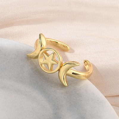 Brass Cuff Open Rings for Women RJEW-L343-10G-1