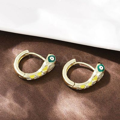 Brass Micro Pave Cubic Zirconia Hoop Earrings EJEW-B146-02G-1