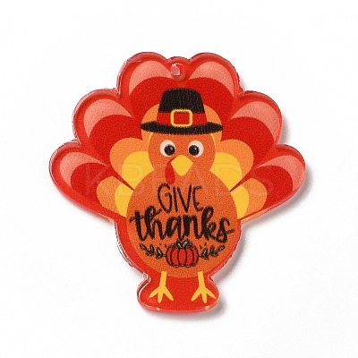 Thanksgiving Day Translucent Resin Pendants X-RESI-K019-10B-1