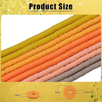 10 Strands 5 Colors Flat Round Handmade Polymer Clay Beads CLAY-SZ0002-02A-1