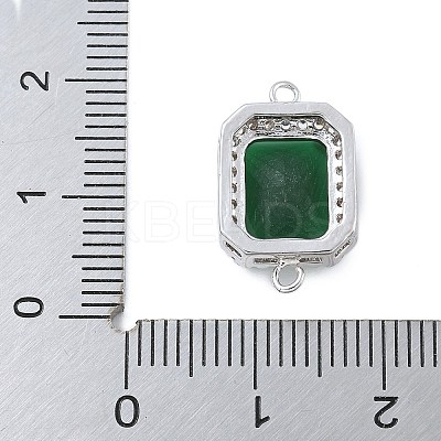 Rack Plating Brass Micro Pave Clear Cubic Zirconia Rectangle Connector Charms KK-A234-028P-01-1