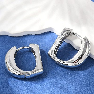 Brass D-Shaped Hoop Earrings EJEW-Q016-17P-1