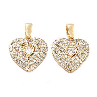 Brass Micro Pave Cubic Zirconia Unfold Pendants KK-B125-33G-1