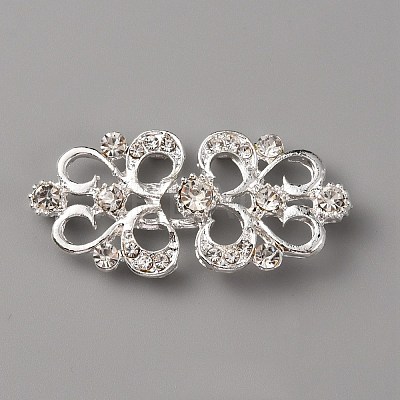 Zinc Alloy Crystal Rhinestone Snap Lock Clasps LS-FIND-WH0008-20S-1
